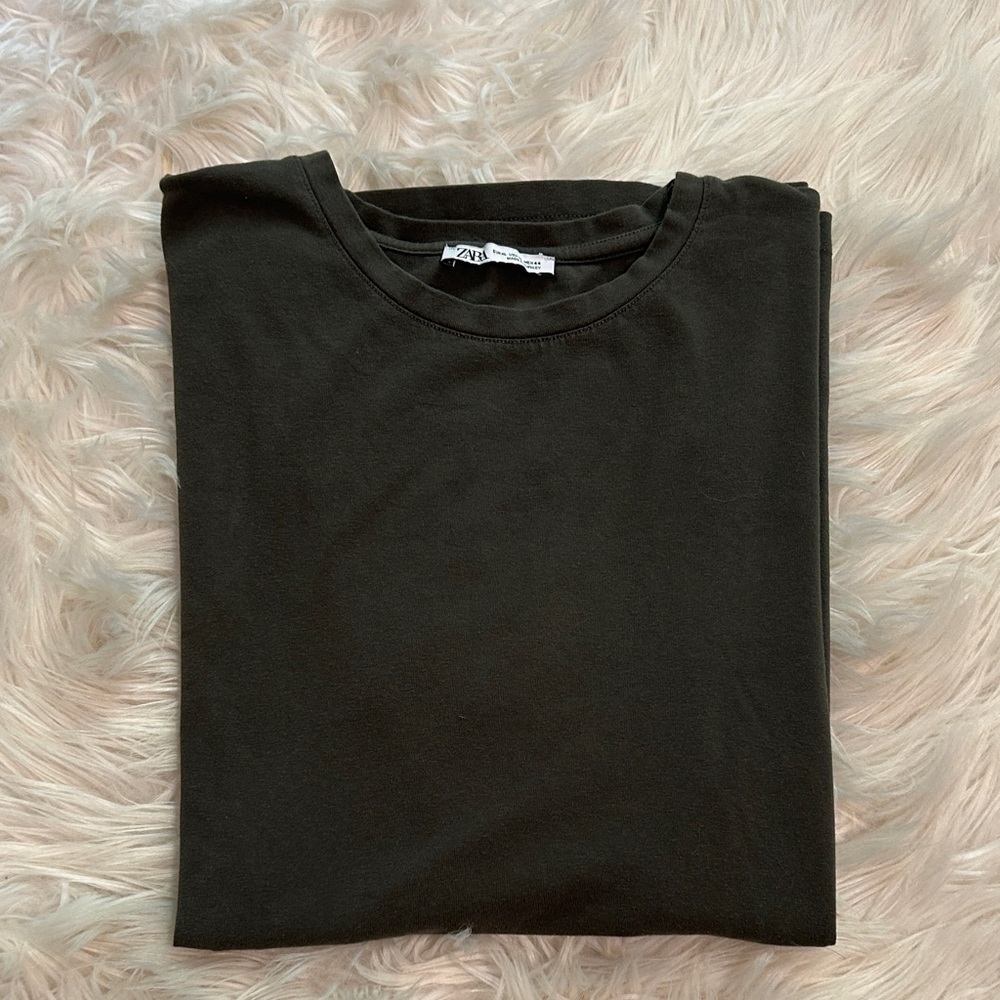 Zara Men's Dark Loden Green Short Sleeve Tee Sz XL